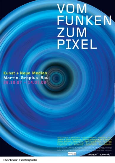 Plakat zur Ausstellung „Vom Funken zum Pixel“